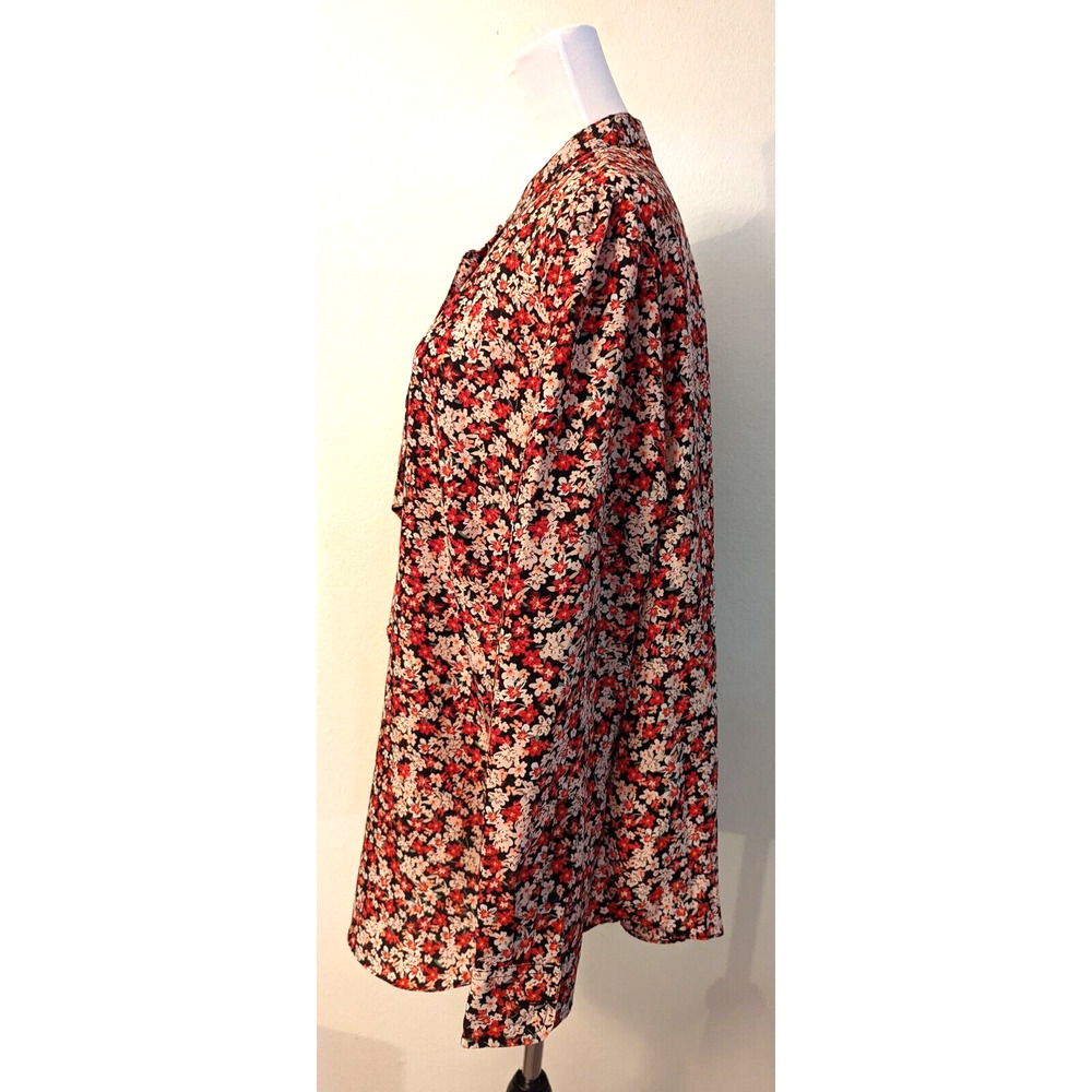 LAUREN Ralph Lauren sz 2X Shirt floral print buttons ruffle up the middle 2936 - Picture 2 of 4
